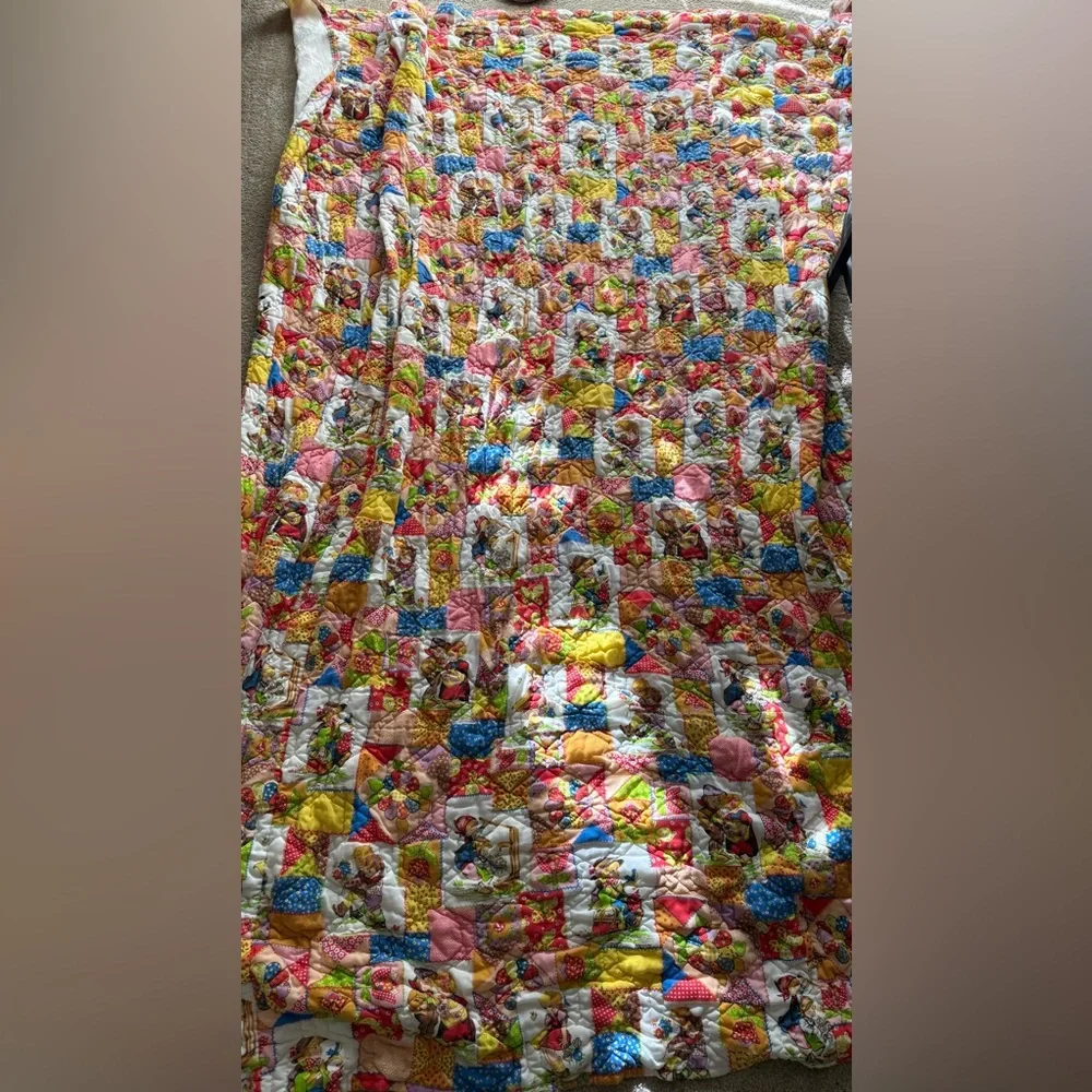 Vintage 60s Patchwork‎ Hand Sewn Colorful Floral Funky Quilt, 94”x68”